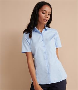 CLEARANCE - Henbury Ladies Short Sleeve Stretch Poplin Shirt